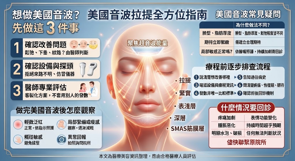 美國音波怎麼選?療程前7步驟評估、術後注意事項與常見問題一次看