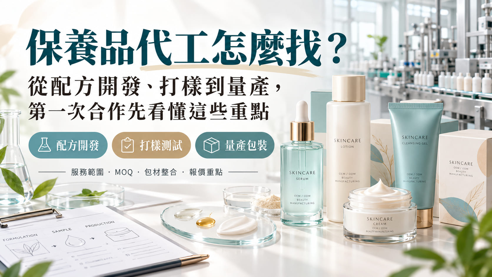 保養品代工怎麼找?從配方開發、打樣到量產,第一次合作先看懂這些重點
