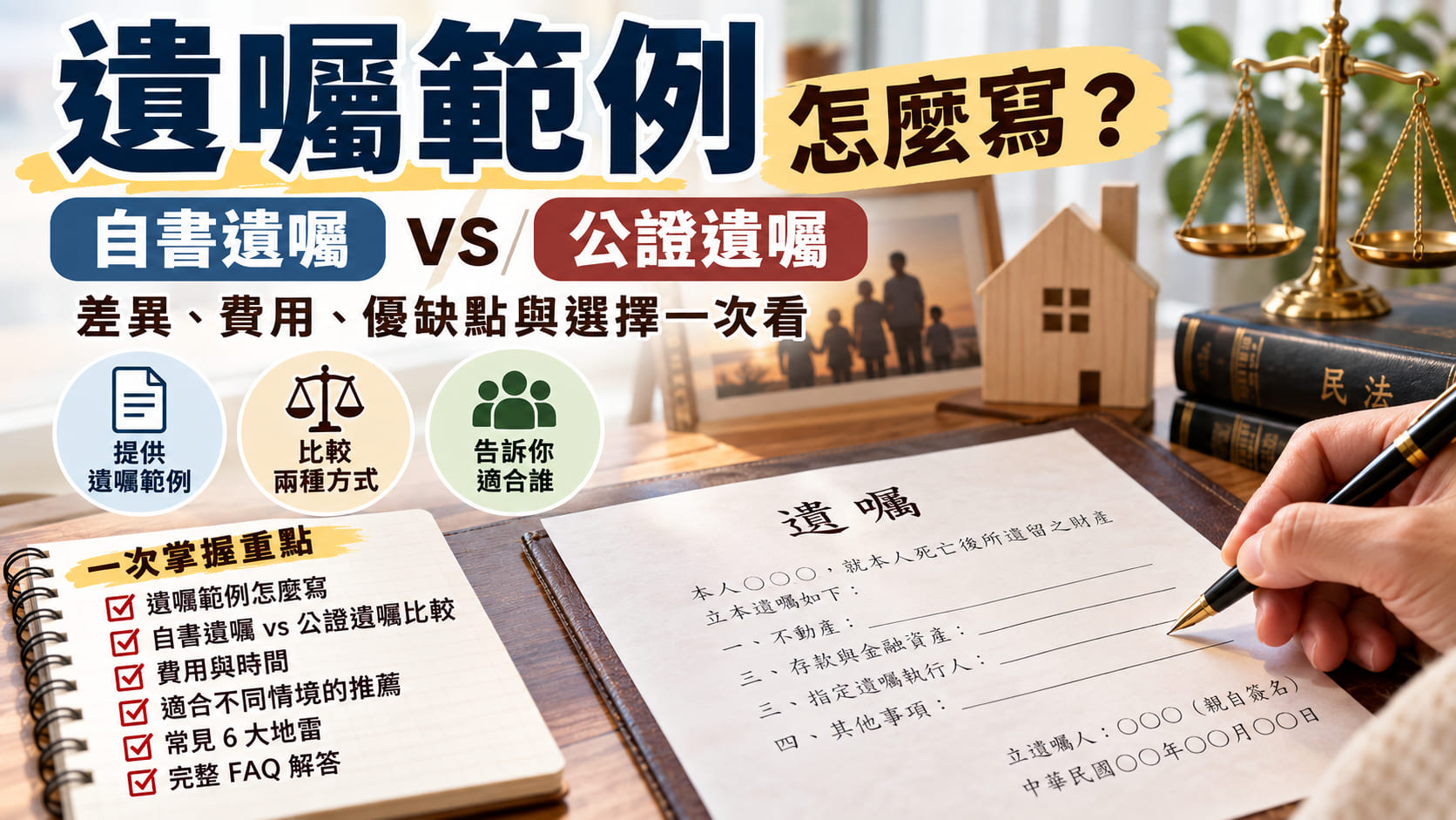 遺囑範例怎麼寫?自書遺囑 vs 公證遺囑差異與選擇一次看