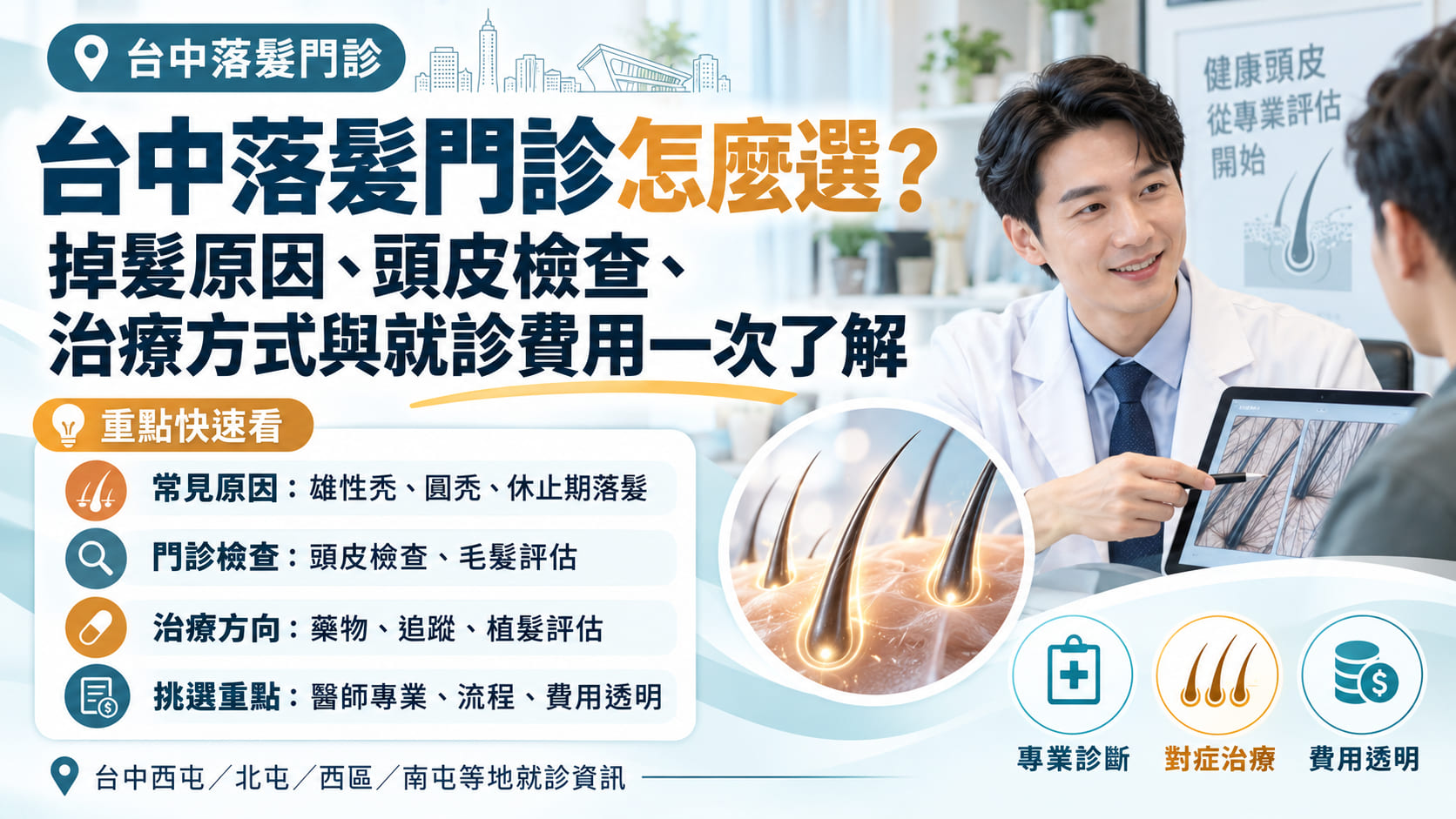 台中落髮門診怎麼選？掉髮原因、頭皮檢查、治療方式與就診費用一次了解